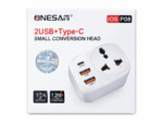 تبدیل برق و شارژر ONESAM مدل P08 پریز چندکاره + USB + USB-C - تصویر 2